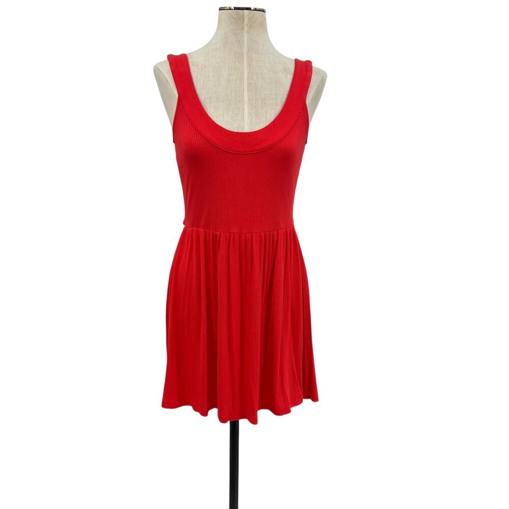 Privacy Please Mini Dress Ribbed‎ Tank Scoop Back Red Size Small